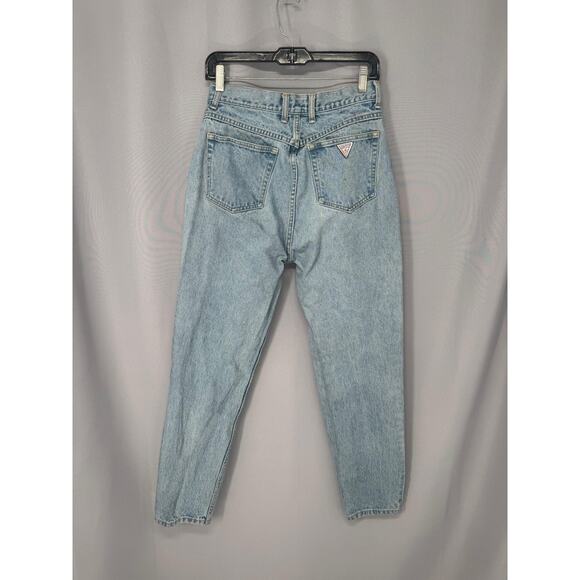 Vintage Guess Jeans Womens 31 Light Wash High Rise Tapered Leg Hong Kong Retro - Picture 2 of 11
